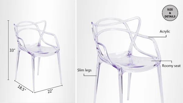 Set of 2, Nest Acrylic Dining Chair, Clear