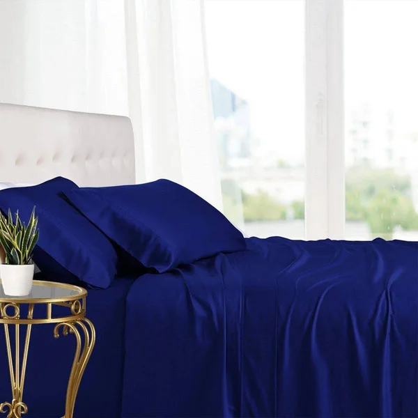 Luxurious California King Bamboo Sheets Sets Royal Blue