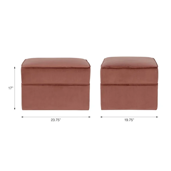 CosmoLiving by Cosmopolitan Juliette Velvet Ottoman with Hidden Casters (Blush)