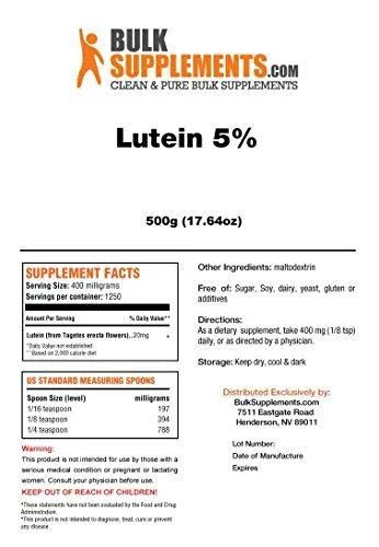 Bulksupplements Pure Lutein 5% Powder (1 Kilogram)