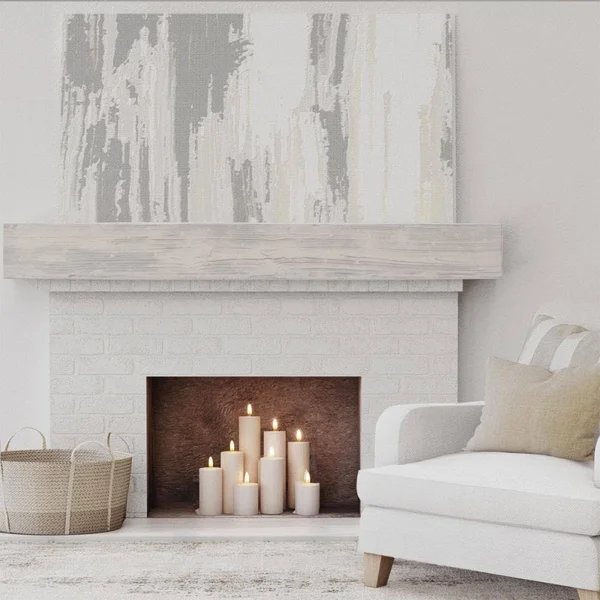 Ekena Millwork MANUSD04X08X60BP 4x22H x 8x22D x 60x22W Sandblasted Faux Wood Fireplace Mantel - Burnished Pine