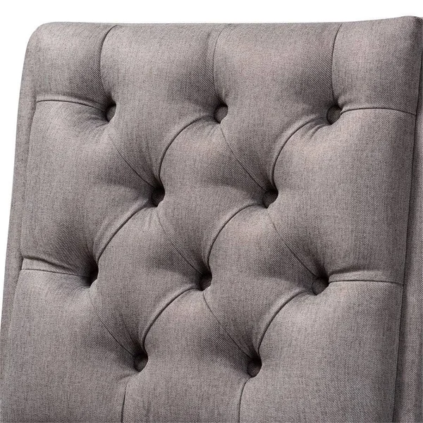 Bowery Hill 31x22 Fabric Tufted Swivel Bar Stool in Gray and Walnut (Set of 2)