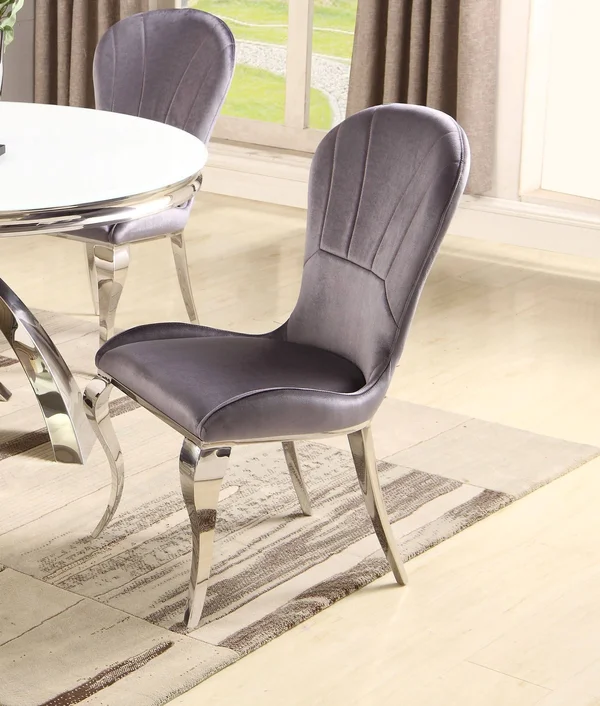Chintaly Imports Erin Stainless Steel Round Back Cabriolet Side Chair