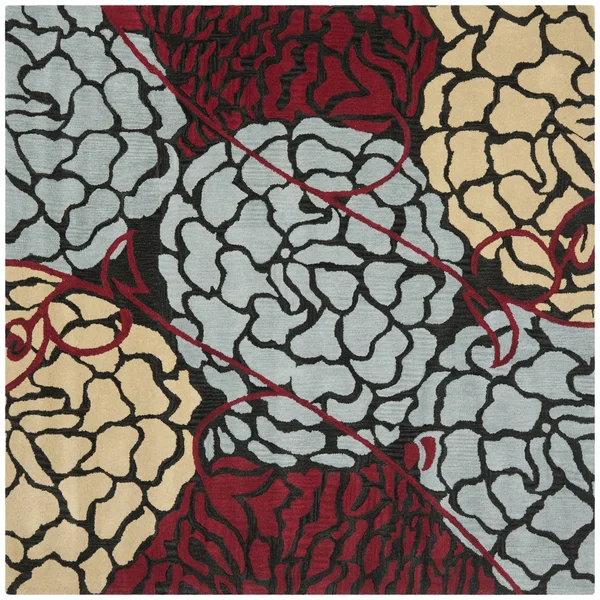 Safavieh Wyndham WYD321A Charcoal - Red Rug 7& 0x22 x 7& 0x22 Round