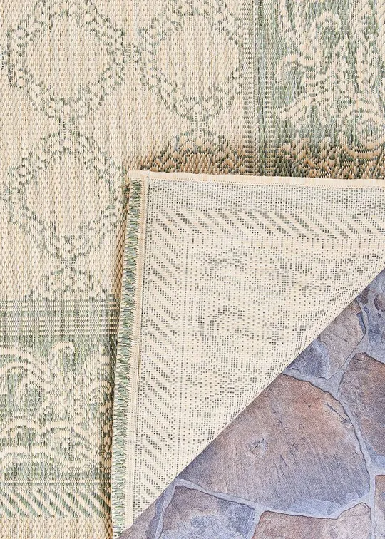 Couristan 5&10x22 x 9&2x22 Green/Natural Recife Garden Lattice Area Rug