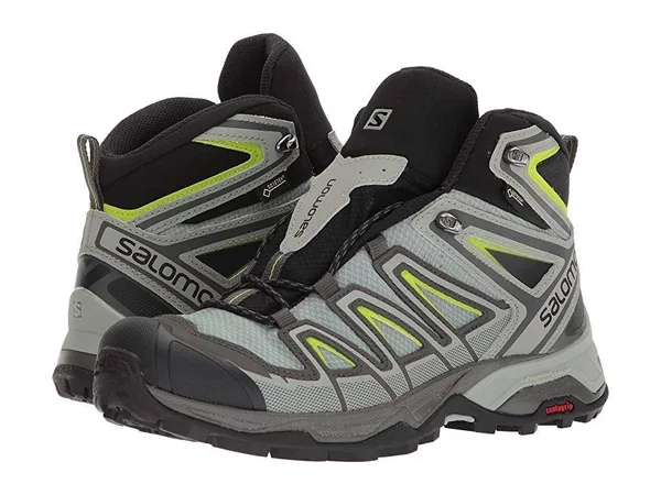 Salomon Men's x Ultra 3 Mid GTX Boots Beluga, Shadow, Lime Green 10