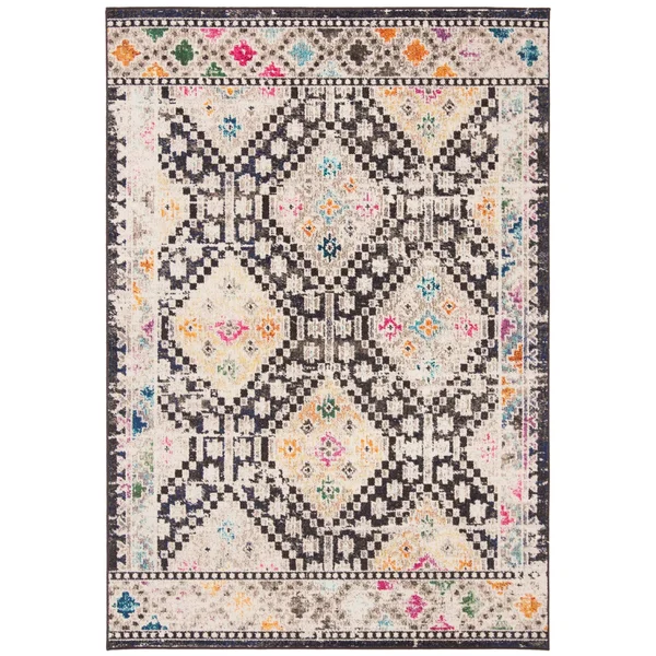 Safavieh Madison Black/Yellow 5 ft. x 5 ft. Square Area Rug