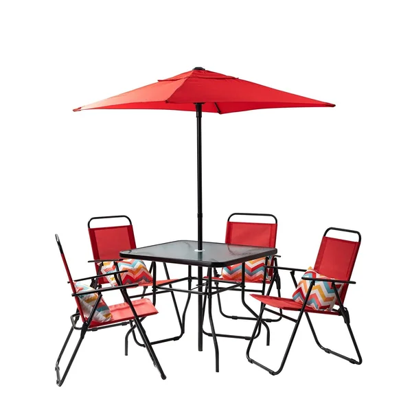 Jake 6 Piece Bistro Dining Set with Umbrella - Red