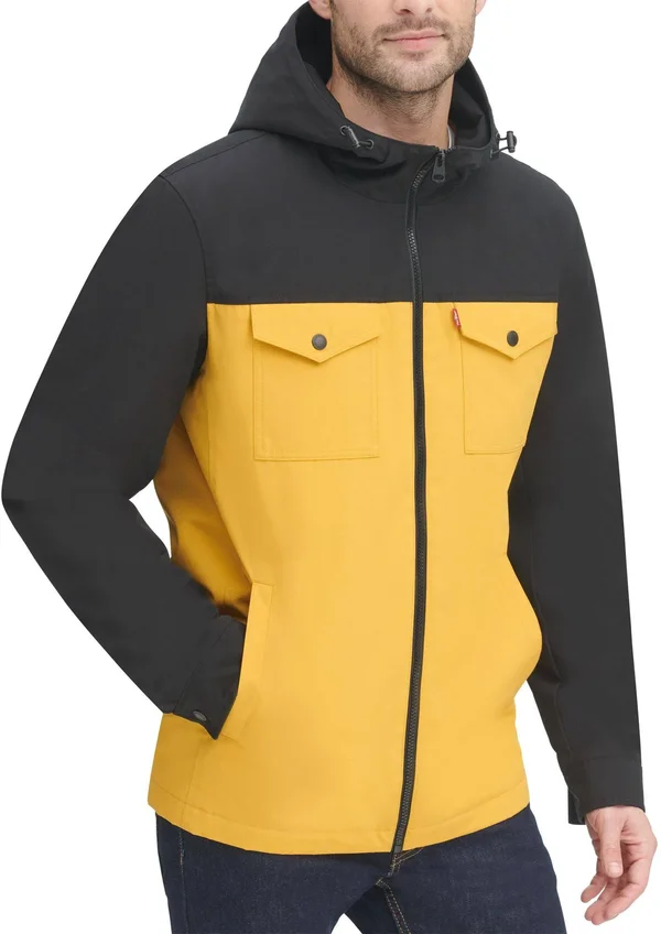 Levi&s Men's Arctic Cloth Hooded Rain Jacket - XL, Yellow
