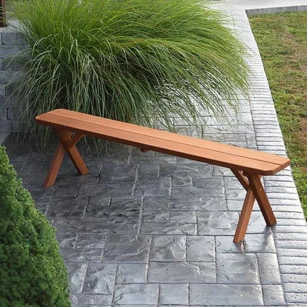 Cross Leg Cedar Picnic Bench 5ft, Walnut Stain