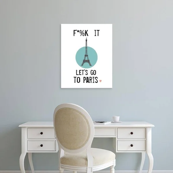 Easy Art Prints Jan Weiss's 'Let's Go to Paris' Premium Canvas Art - 30 x 24 - Modern Black Frame