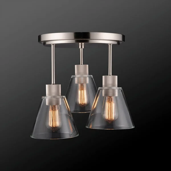 Globe Electric 60299 Flynn 3-Light Flush Mount Ceiling Light - Nickel
