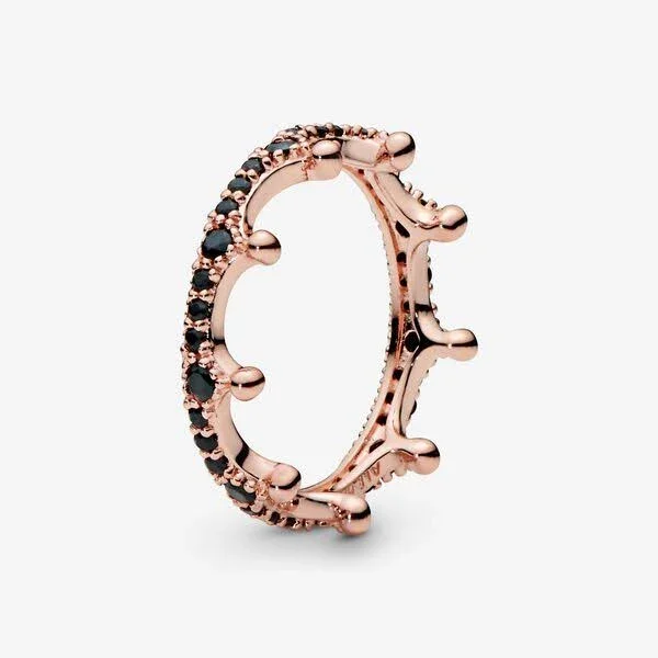 Pandora Rose Crystal Black Sparkling Crown Ring