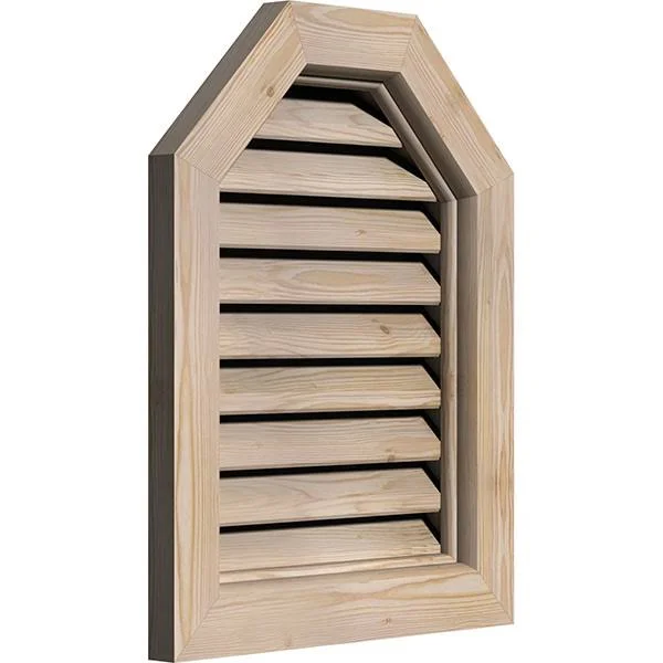 Ekena Millwork GVWOT30X3000SFPPI 30x22W x 30x22H Octagonal Top Gable Vent (35x22W x 35x22H Frame Size): Primed, Functional, Smoo