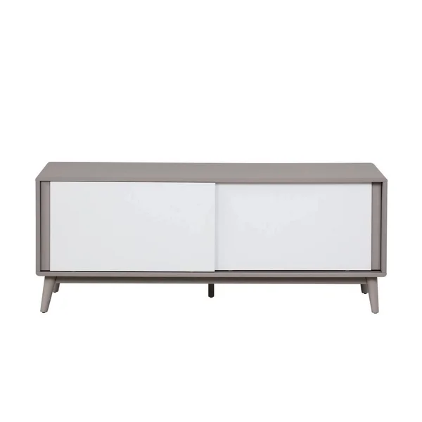Brookside Madison Mid Century Modern TV Stand - Gray and White