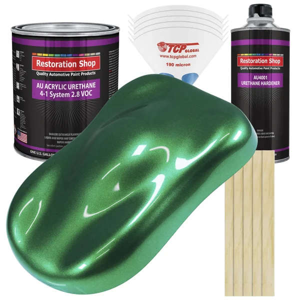 Restoration Shop Emerald Green Metallic Acrylic Urethane Auto Paint Complete Gallon Paint Kit, Single Stage High Gloss