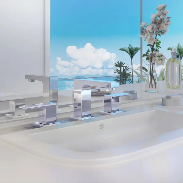 Lulani Capri 8 in. Widespread 2-Handle Bathroom Faucet in Chrome, Grey