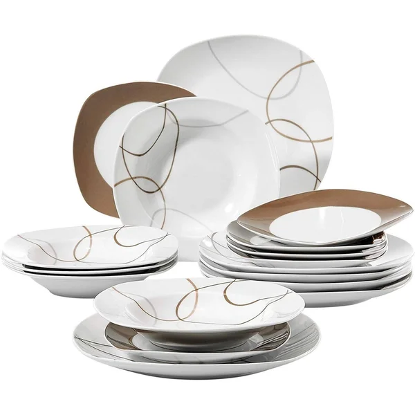 VEWEET Nikita Ceramic Dinnerware Set for 6 - 18 Piece