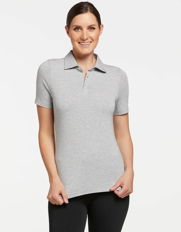 UPF 50+ Sun Protective Polo Shirt for Women - Sensitive Fabric Light Grey Marle