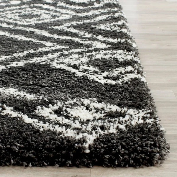 Safavieh Belize Shag SGB488B 8&6x22 x 12&0x22 Ivory - Charcoal Area Rug