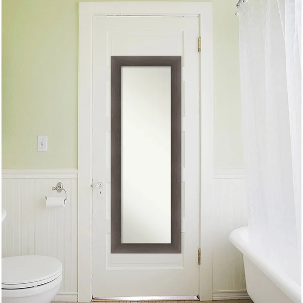 Amanti Art Hardwood Chocolate 18.75 in. x 52.75 in. Modern Rectangle Full Length Brown Framed on The Door Mirror