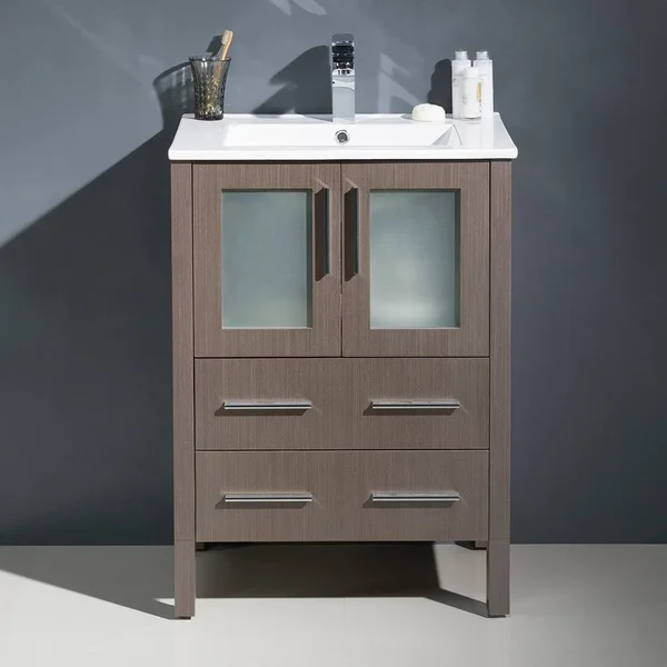Fresca Torino Single Bathroom Vanity Set, Gray Oak, 24x22