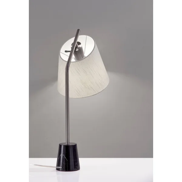 Adesso Dempsey 25 inch Brushed Steel and Black Marble Table Lamp