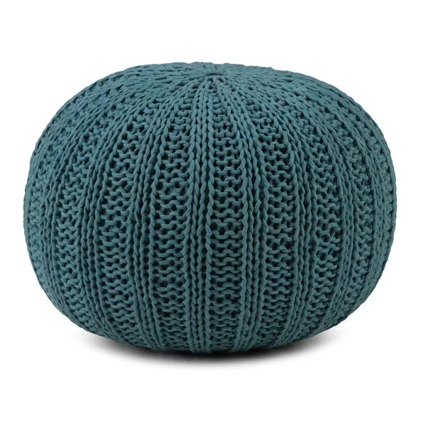 Wyndenhall Grandville Transitional Round Hand Knit Pouf - Teal