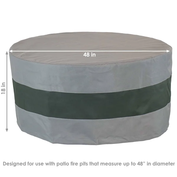 Sunnydaze Round 2-Tone Outdoor Fire Pit Cover - Gray/Green Stripe - 48-Inch
