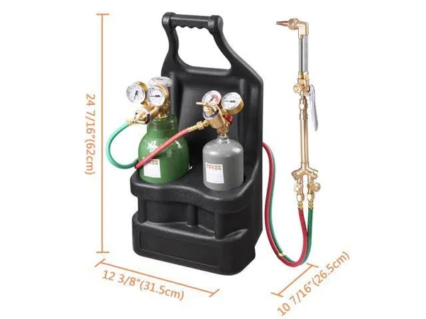 Yescom Portable Weld Torch Tank Kit Twin Tote Oxygen Acetylene Oxy Cutting Brazing Dot