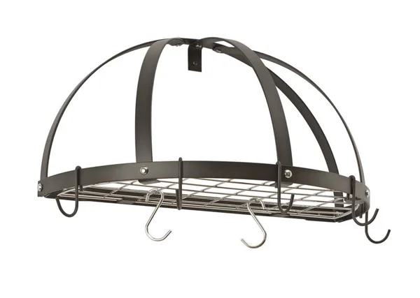 Rogar Half Dome Pot Rack with Grid in Chrome & Black