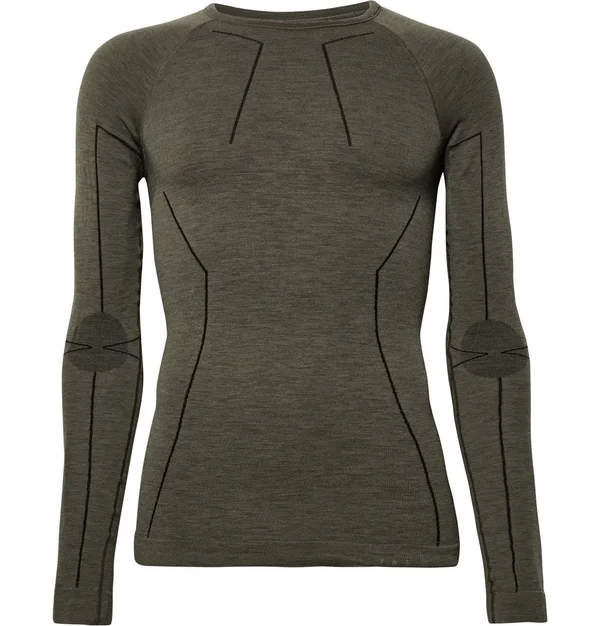 Falke Ergonomic Sport System - Men - Stretch Virgin Wool-Blend Base Layer - Green - 55% Virgin Wool, 43% Polyamide, 2% Elastane