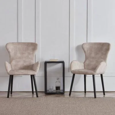 Staton Arm Chair Wade Logan Upholstery Color: Beige, Leg Color: Black