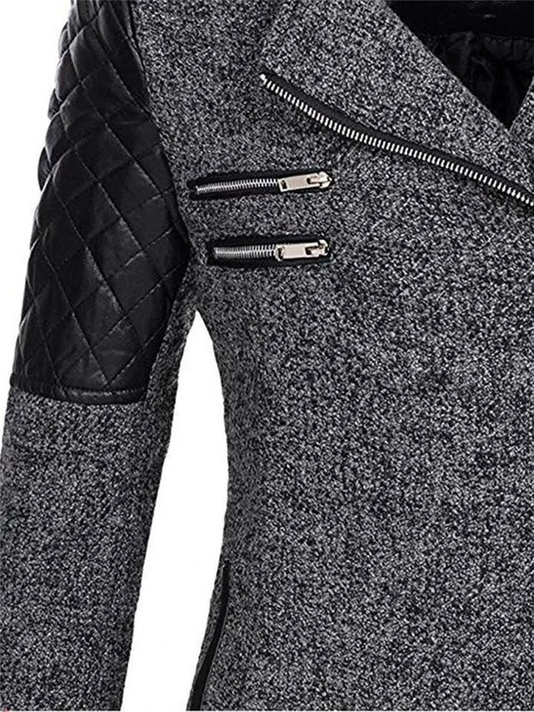 Women's Warm Asymmetric Design Hooded Coat Dark Gray, 4XL