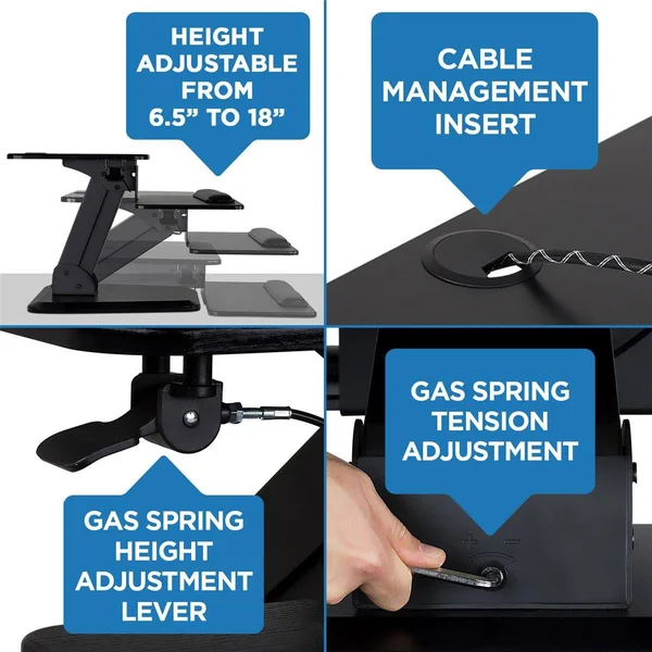 Mount-it! Height Adjustable Sit-Stand Desk CONVERTER, 33 lbs Capacity MI-7916
