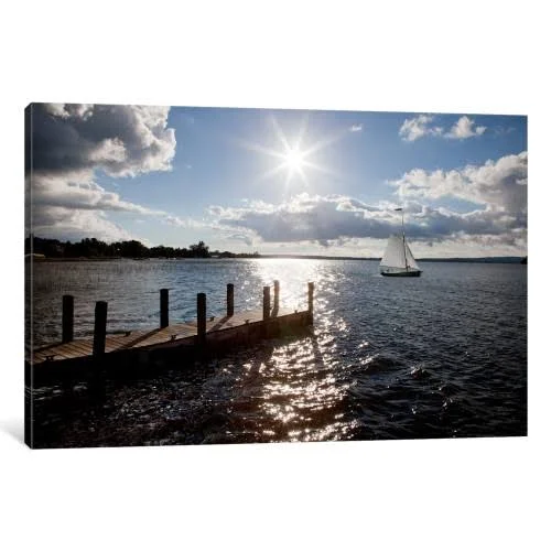 iCanvas Sunrise at Crooked Lake (Blue) Conway, Michigan '10 Gallery Wrapped Canvas Art Print by Monte Nagler