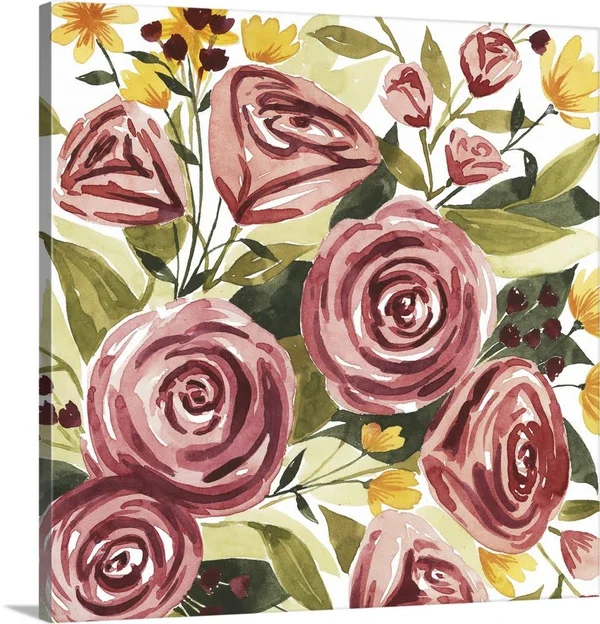 Rouge Bouquet II - Canvas Wall Art, 16x16, Great Big Canvas