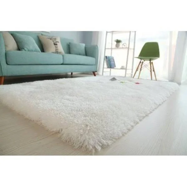 Ebern Designs Wilhelmina Soft Shaggy Hand-Tufted White Area Rug, Size: Rectangle 5& x 7&