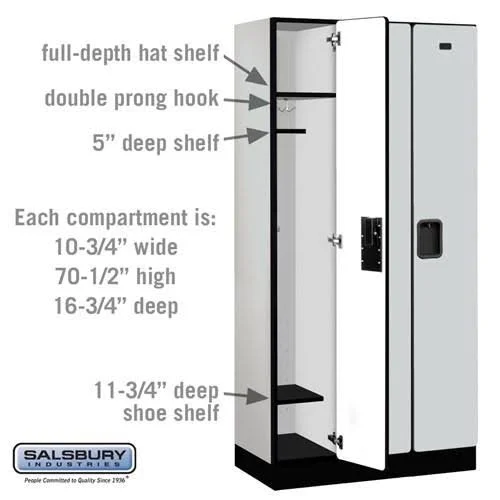 Salsbury Industries Designer Wood Locker - Single Tier - 3 Wide - 5 Feet High - 18 Inches Deep - Black per ea