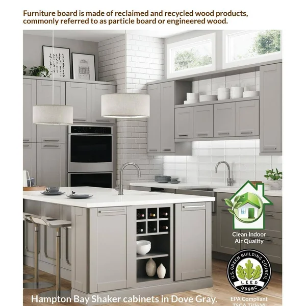 Hampton Bay Shaker Assembled 24x30x12 in. Diagonal Corner Wall Kitchen Cabinet in Satin White