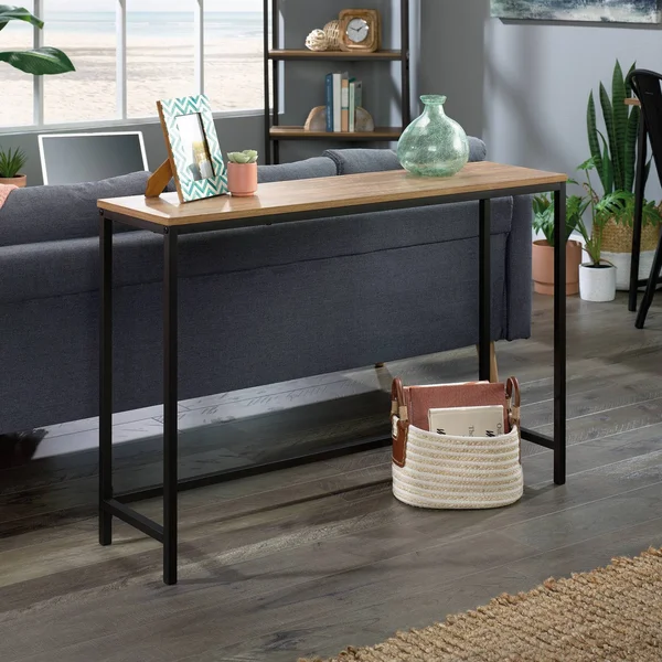 Sauder North Avenue Narrow Metal Console Table in Sindoori Mango