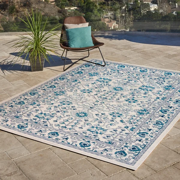 8&9x22 x 13& Vinca Gaven Outdoor Rug Blue - Avenue33