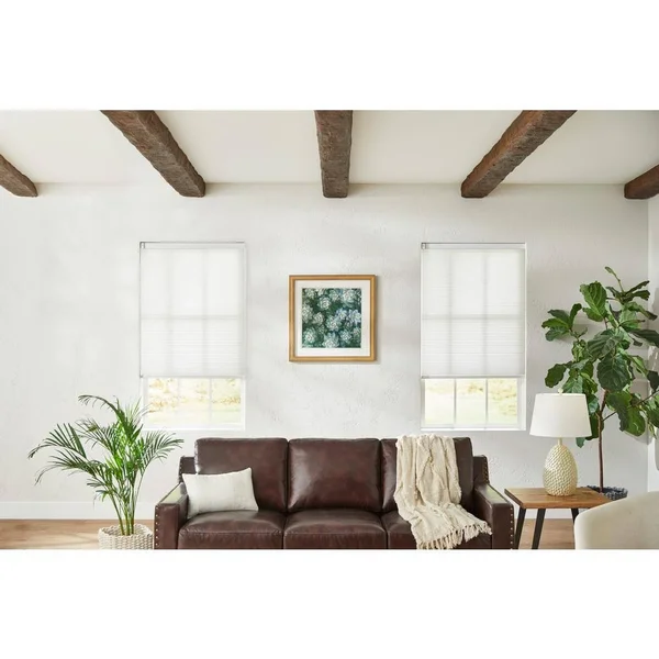 Home Decorators Collection White Cordless Light Filtering Cellular Shade - 34.25 in. W x 72 in. L (Motorization Compatible) - Whi