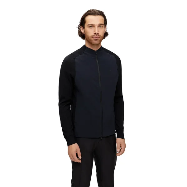 J Lindeberg Knit Hybrid Full Zip Jacket (XXL) in Black