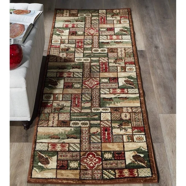 Wild Life Collection Brown/Cream Area Rug - 2& x 8&