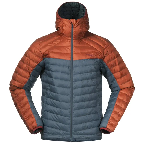 Bergans Roros Down Light Jacket W/Hood Colorblock-blue-orange, Mens Down Down Jacket, Size L - Color Forest Frost - Bright Magma