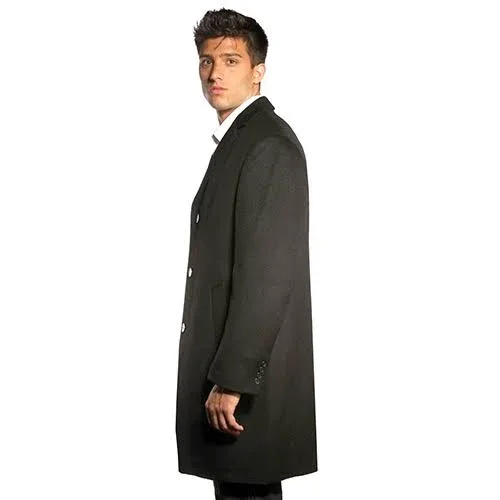 Men's Jean-Paul Germain Classic-Fit Jeffery 38-in. Wool-Blend Top Coat, Size: 54 Long, Black