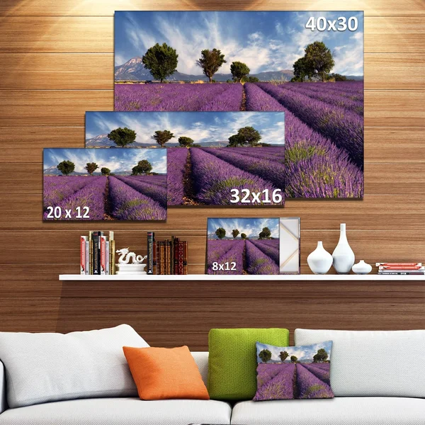 Design Art 'Lavender Field on Windy Afternoon' Photographic Print on Wrapped Canvas, Purple