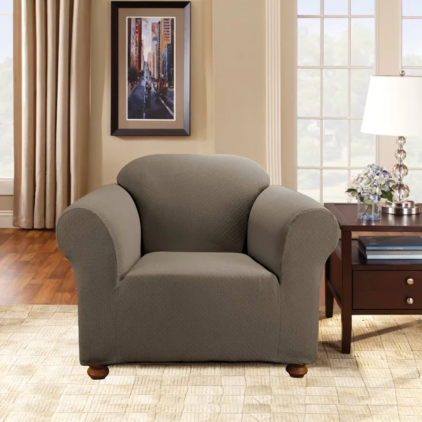 Sure Fit Simple Stretch Subway Chair Slipcover - Gray