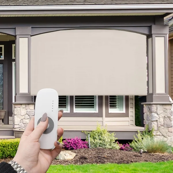 Keystone Fabrics O80.108.85 10 x 8 ft. Regal Rechargeable Motorized Outdoor Sun Shade with Protective Valance - Elder White